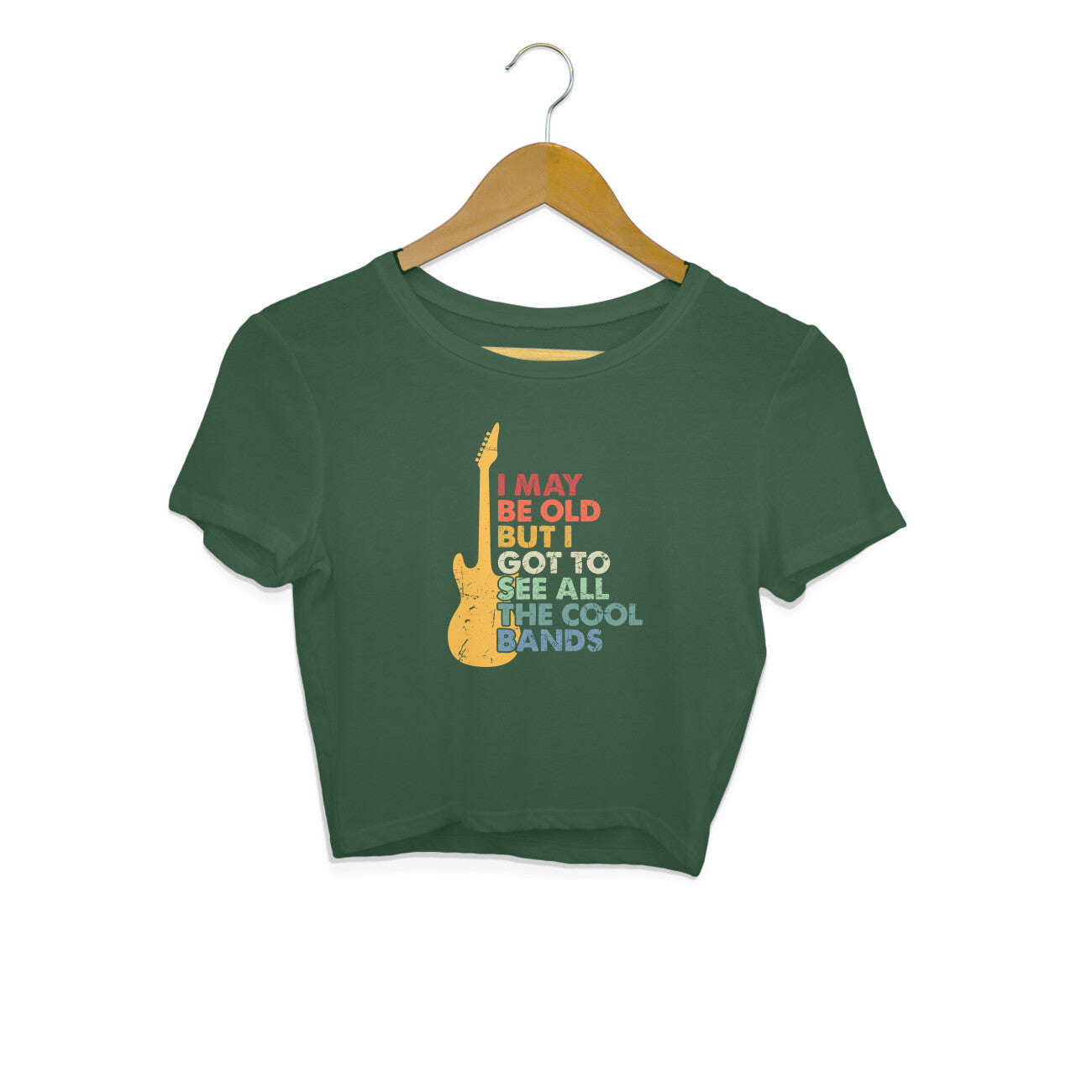 Music Quote Crop Top Olive Green Printrove