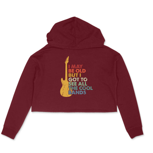 Music Quote Crop Hoodie Maroon Printrove