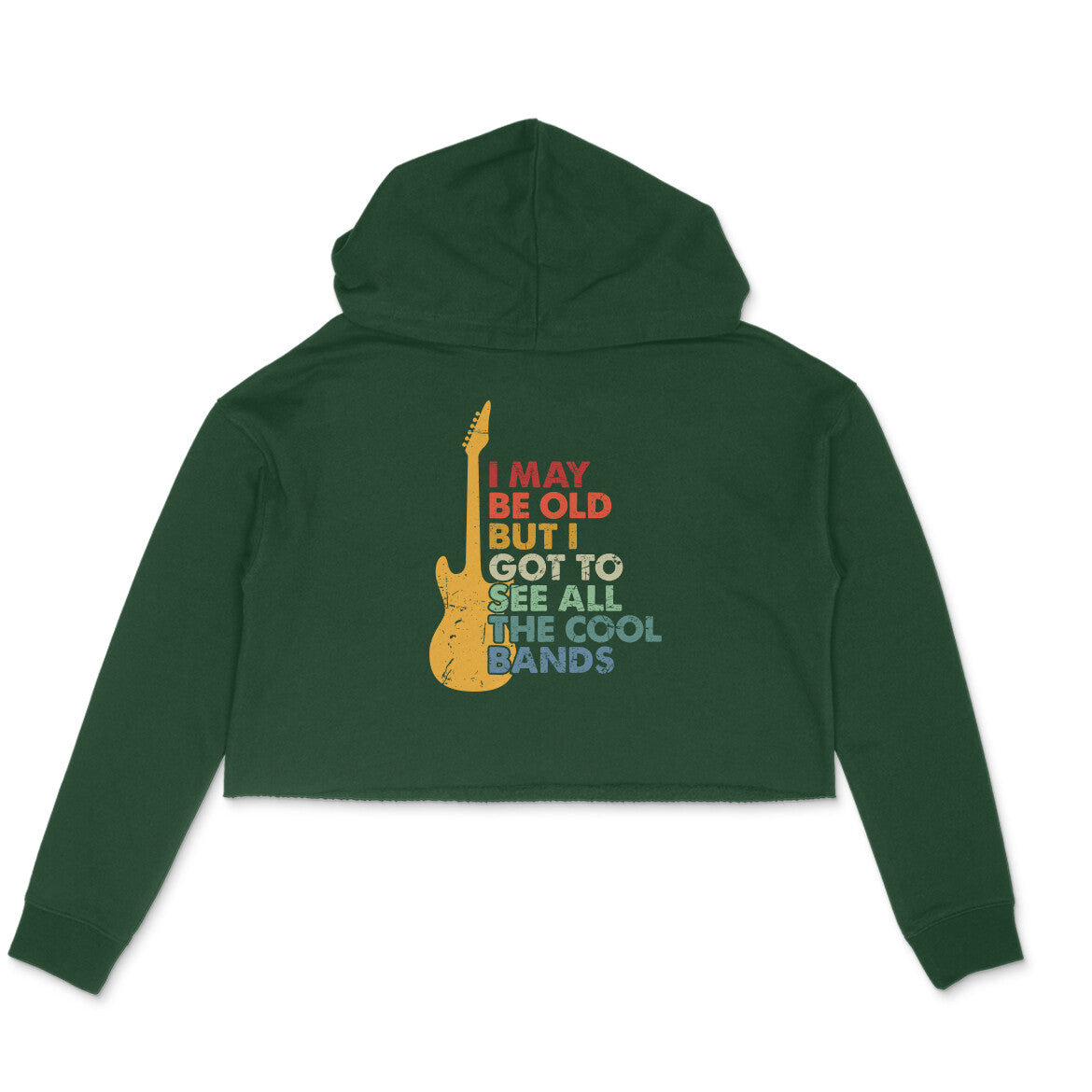 Music Quote Crop Hoodie Olive Green Printrove
