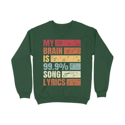 99.9% Song Lyrics Music Lovers Sweatshirt Olive Green Printrove