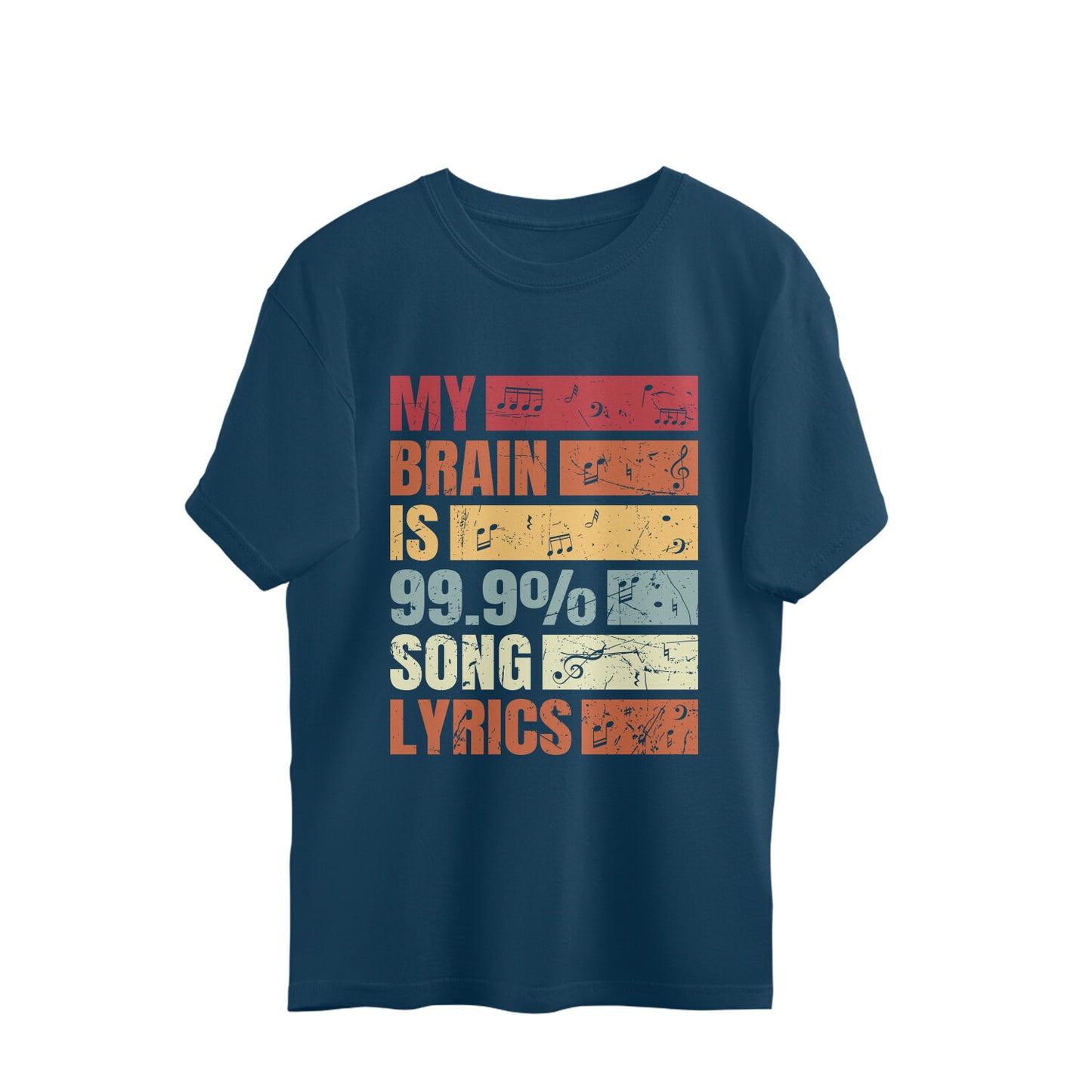 99.9% Song Lyrics Music Lovers Oversized T-Shirt Navy Blue Printrove