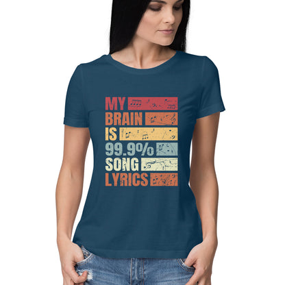 99.9% Song Lyrics Music Lovers Women's T-Shirt Navy Blue Printrove