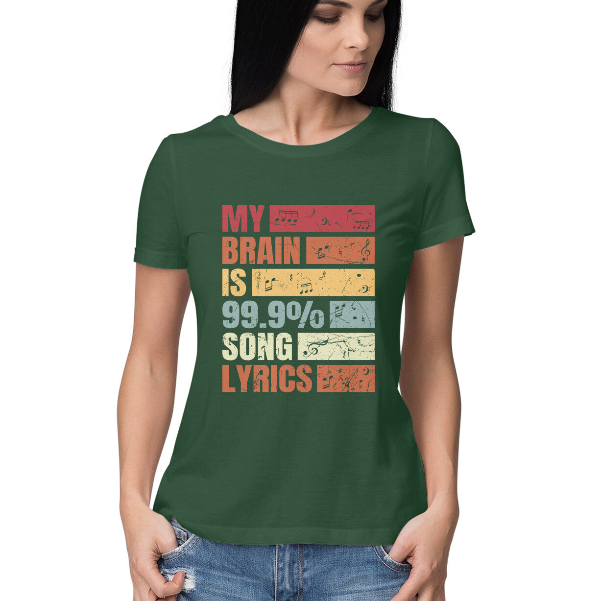 99.9% Song Lyrics Music Lovers Women's T-Shirt Olive Green Printrove
