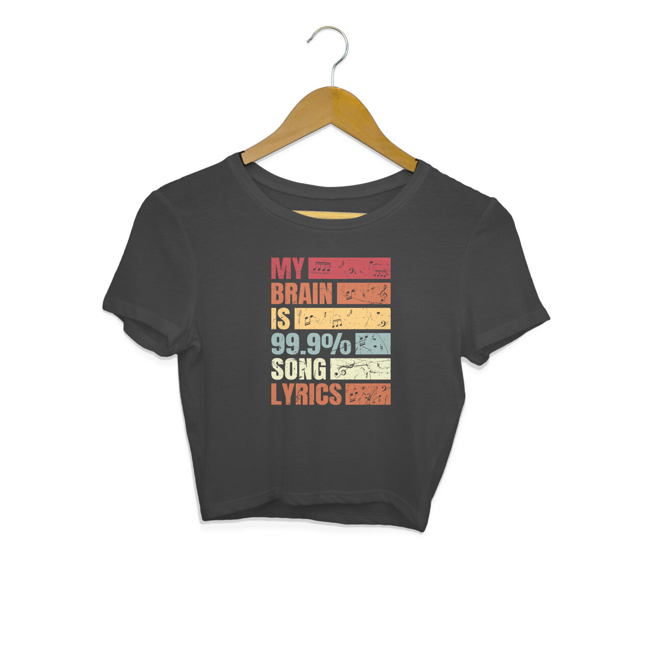 99.9% Song Lyrics Music Lovers Crop Top Black Printrove