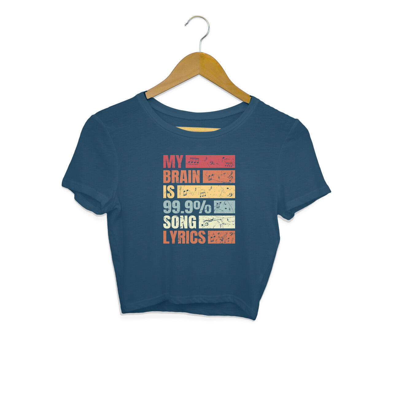 99.9% Song Lyrics Music Lovers Crop Top Navy Blue Printrove