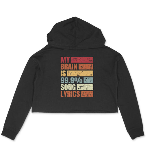 99.9% Song Lyrics Music Lovers Crop Hoodie Black Printrove