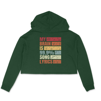 99.9% Song Lyrics Music Lovers Crop Hoodie Olive Green Printrove