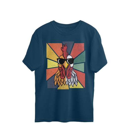 Chicken Oversized T-Shirt Navy Blue Printrove