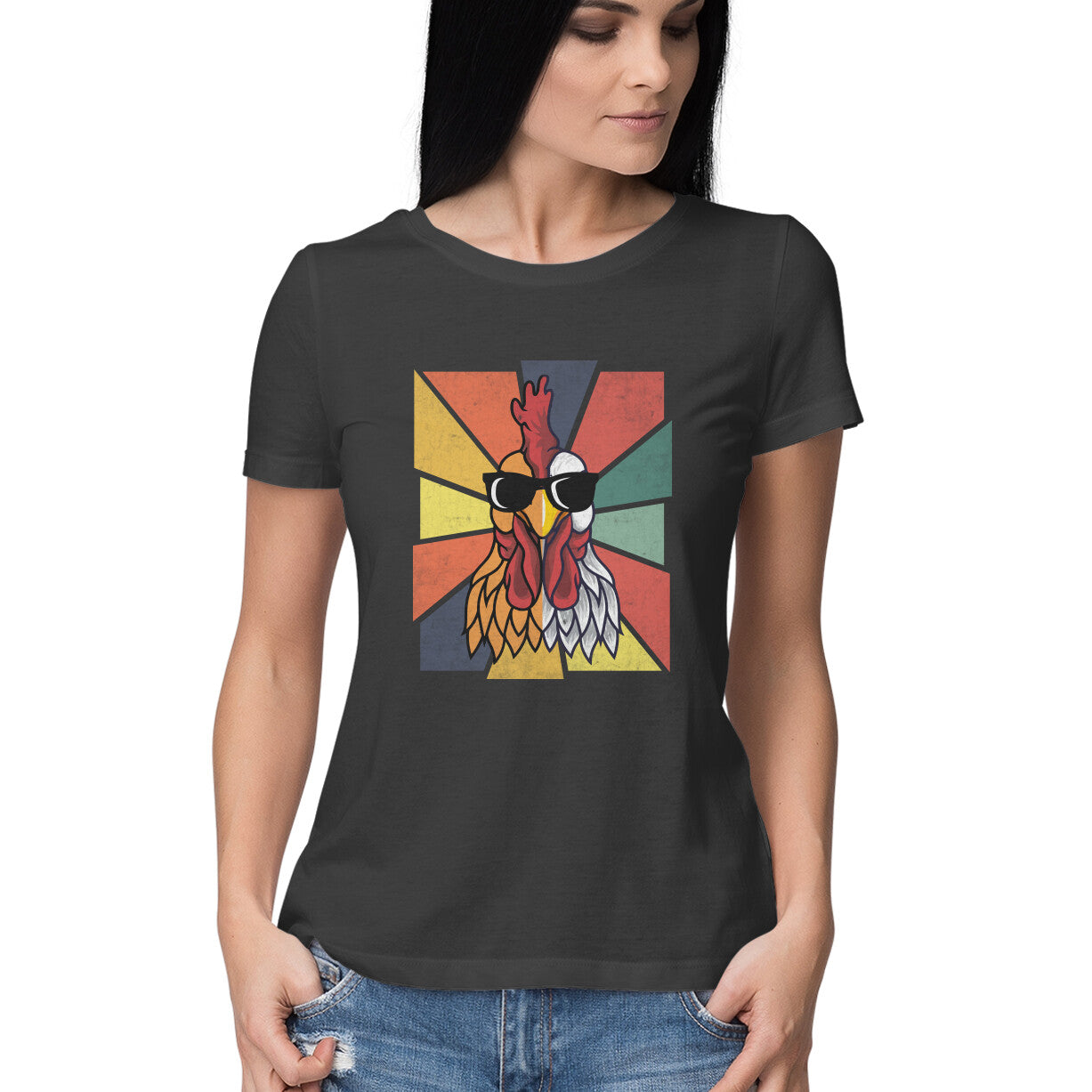 Chicken Women's T-Shirt Black Printrove