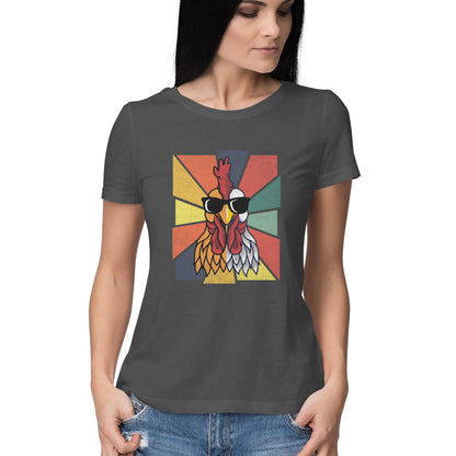 Chicken Women's T-Shirt Charcoal Grey Printrove