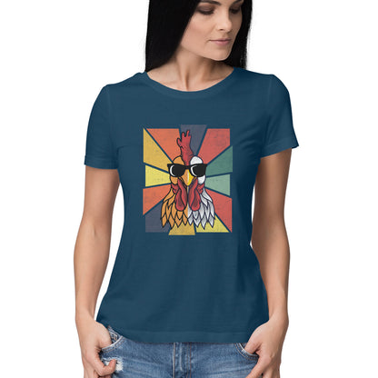 Chicken Women's T-Shirt Navy Blue Printrove