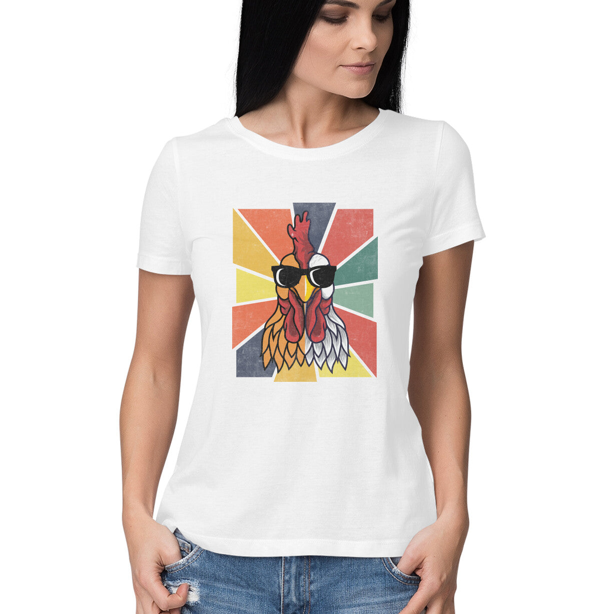 Chicken Women's T-Shirt White Printrove
