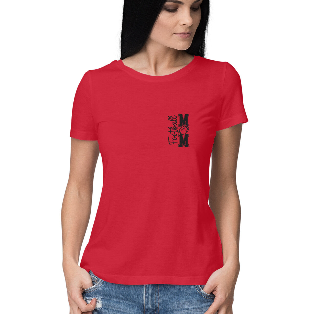 Football Mom Women's T-Shirt Red Printrove