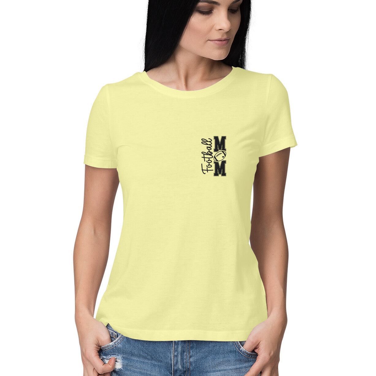Football Mom Women's T-Shirt Butter Yellow Printrove