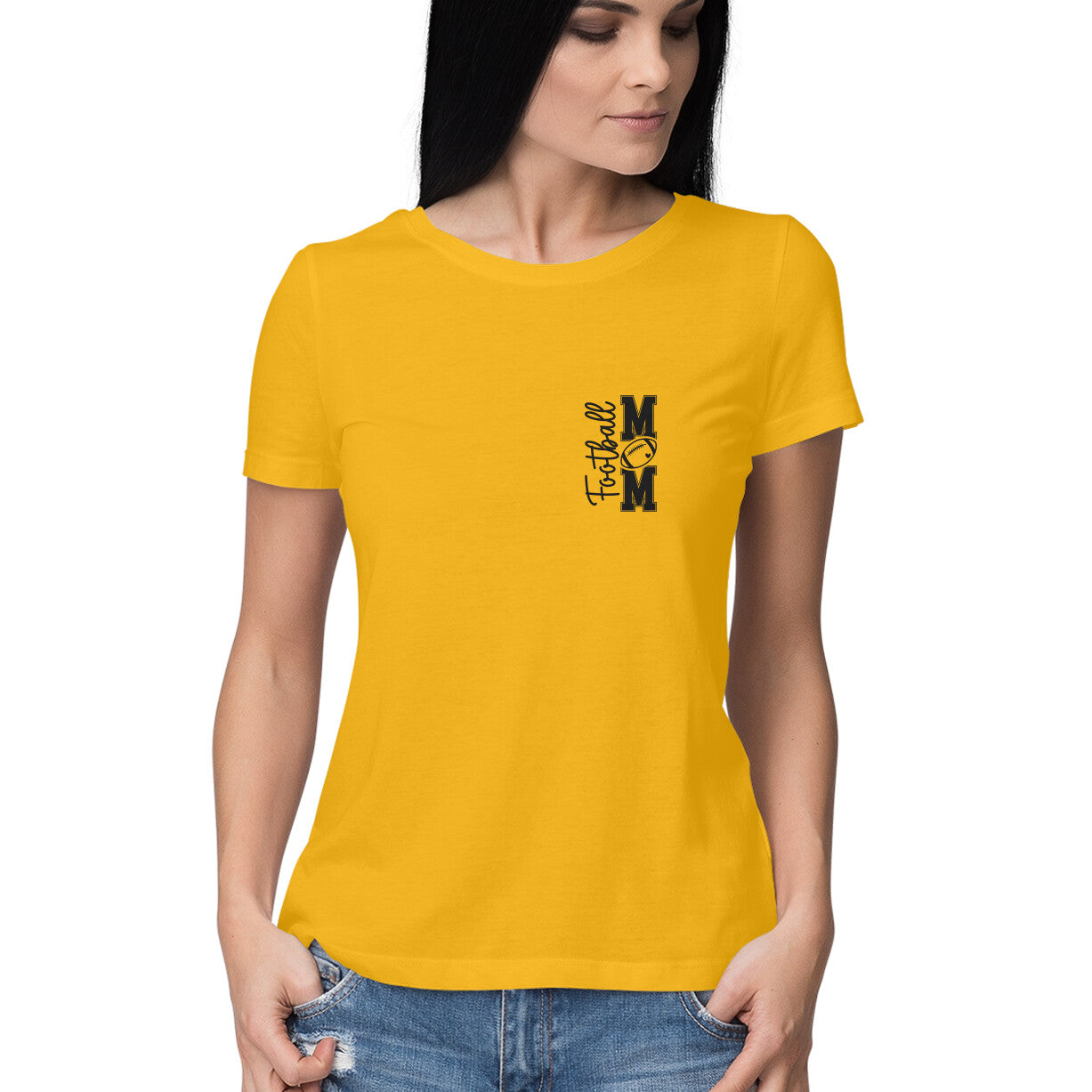 Football Mom Women's T-Shirt Golden Yellow Printrove