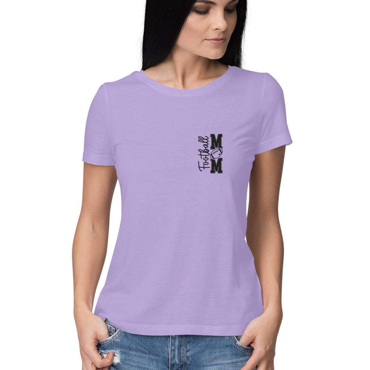 Football Mom Women's T-Shirt Iris Lavender Printrove