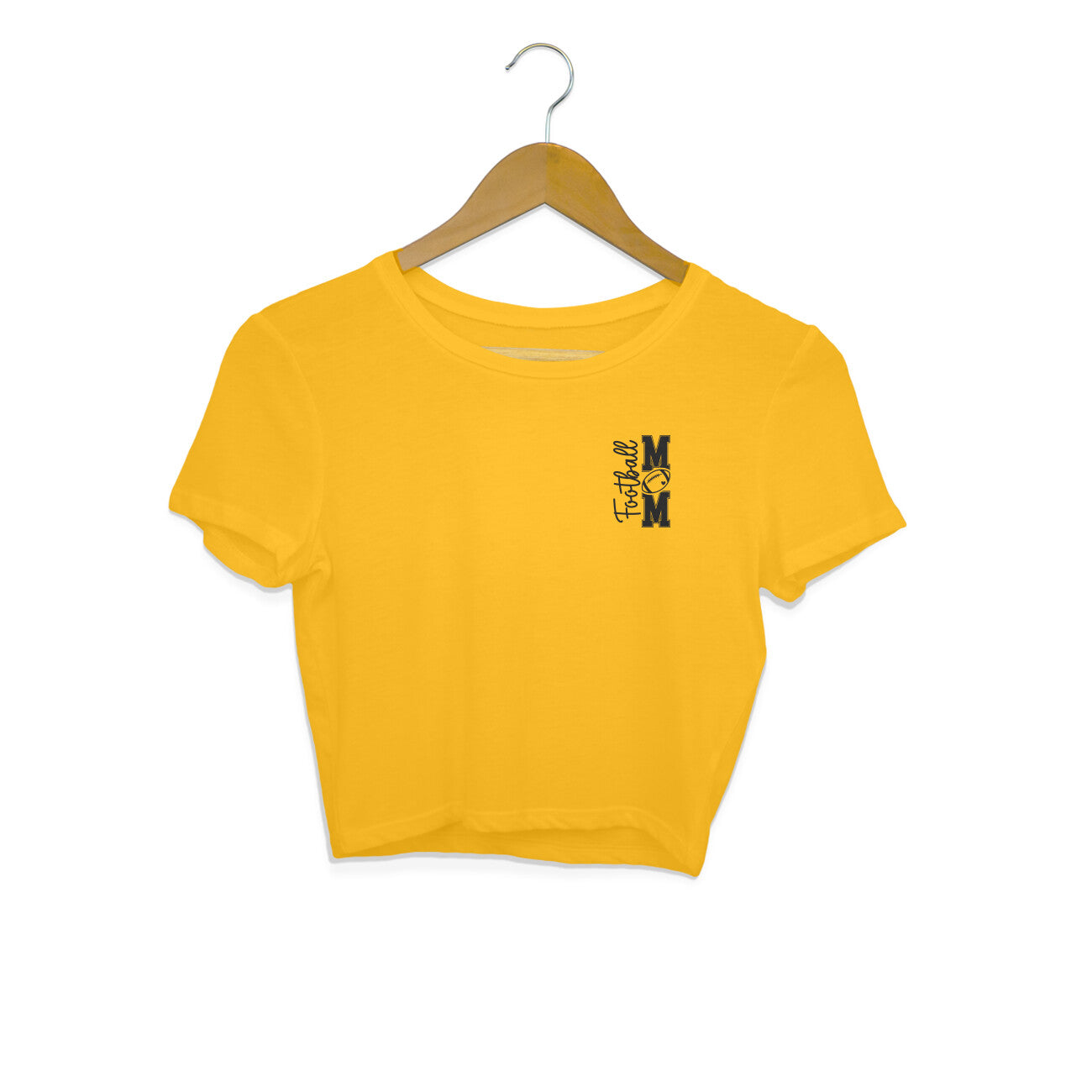 Football Mom Crop Top Golden Yellow Printrove