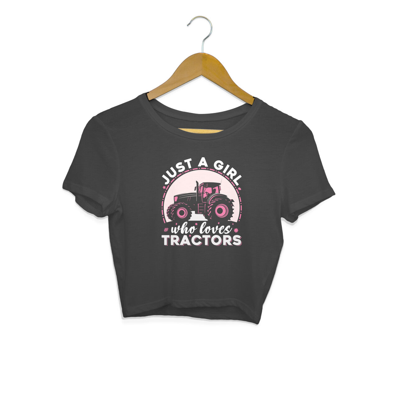 Girl Who Loves Tractors Crop Top Black Printrove
