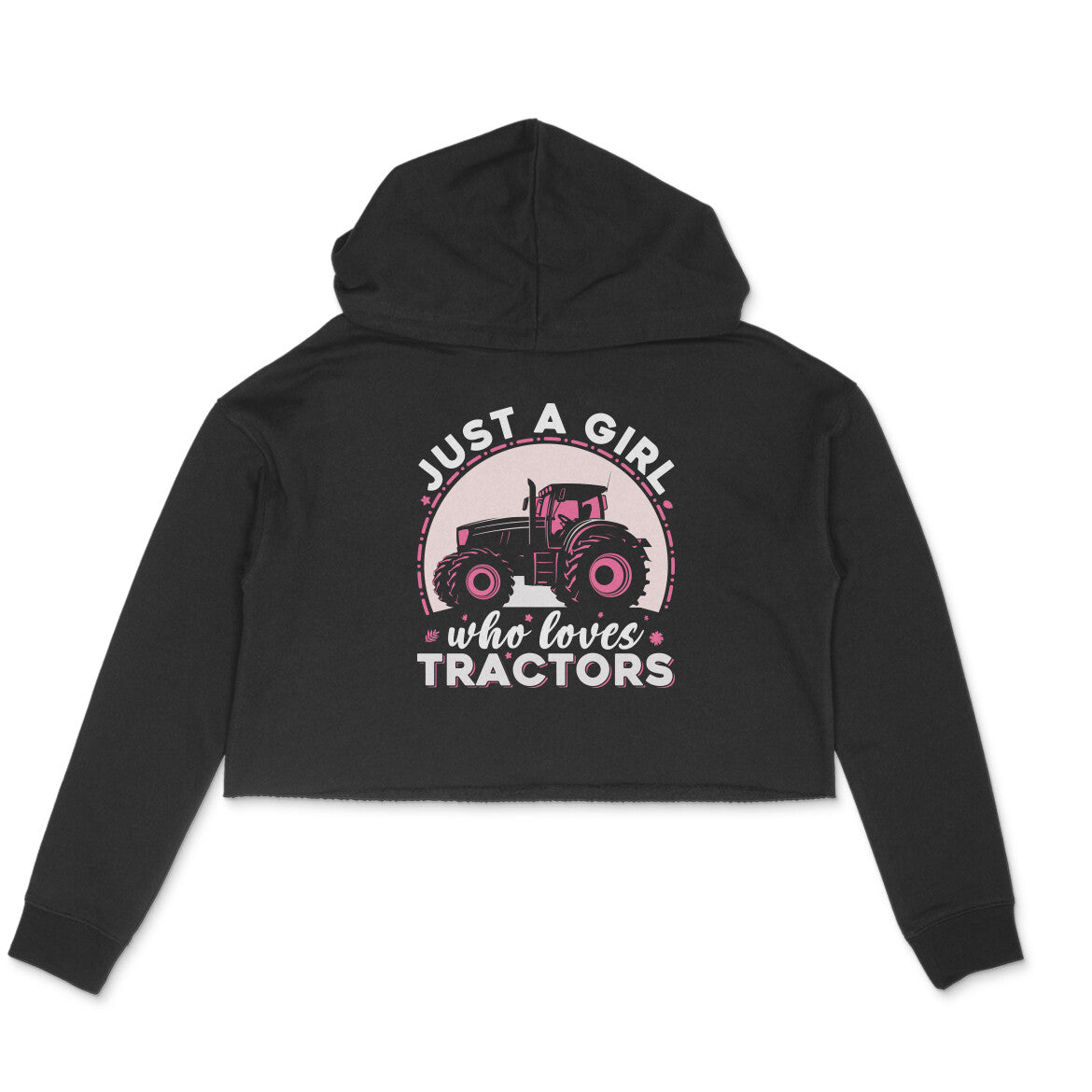 Girl Who Loves Tractors Crop Hoodie Black Printrove