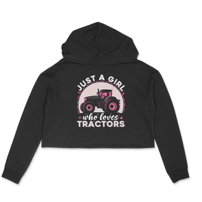 Girl Who Loves Tractors Crop Hoodie Black Printrove