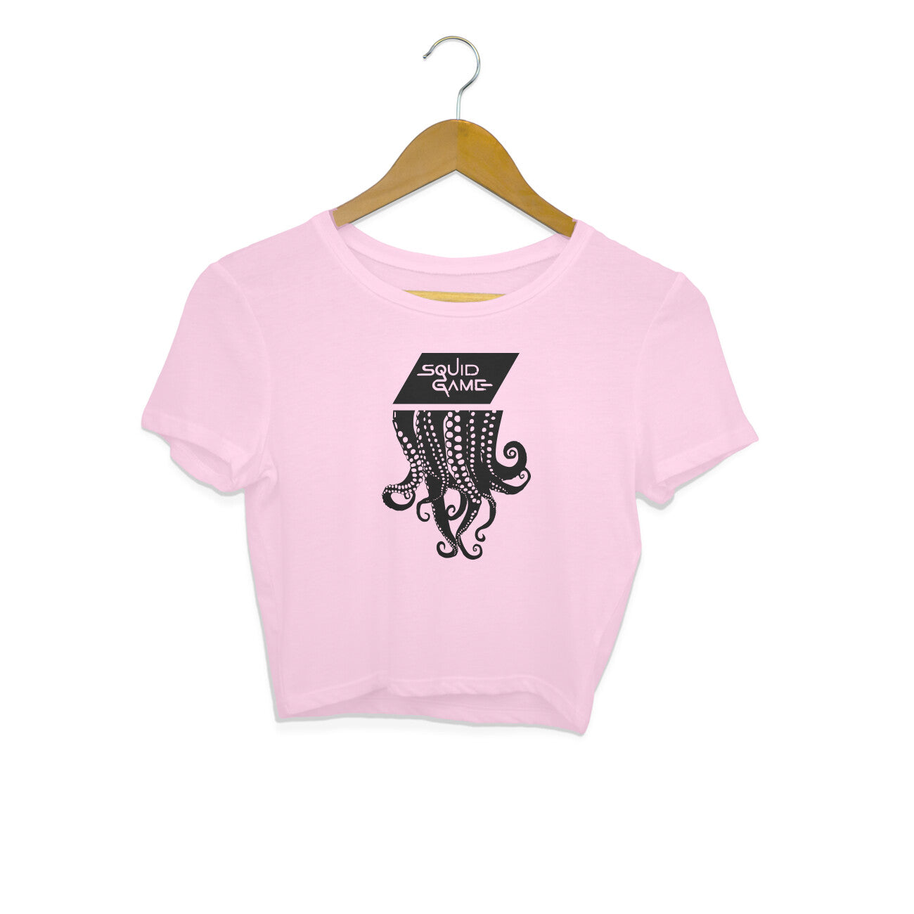 Squid Games Women Crop Top Light Pink Printrove