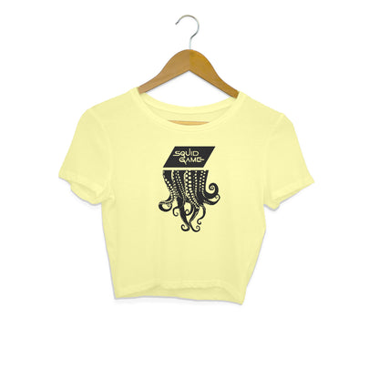Squid Games Women Crop Top Butter Yellow Printrove