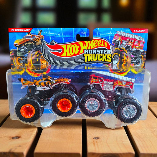 HW Tiger Shark & 5 Alarm - Original Hot Wheels Monster Truck Demolition Doubles FYJ64 (2025 Edition) Mattel
