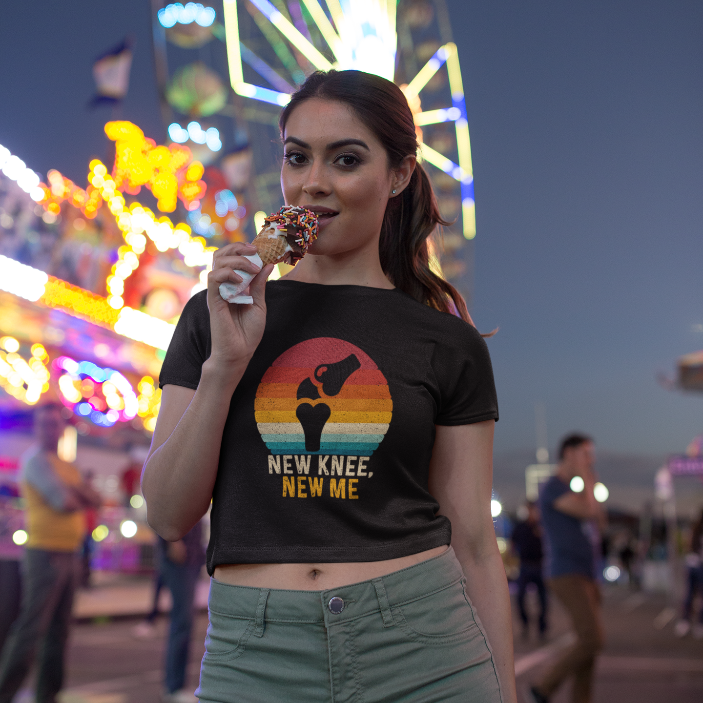 New Knee New Me Crop Top Printrove