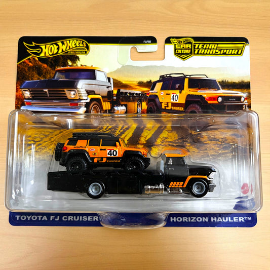 Original Hot Wheels Premium FLF56 - Toyota FJ Cruiser + Horizon Hauler Team Transport (2025 Edition) Mattel