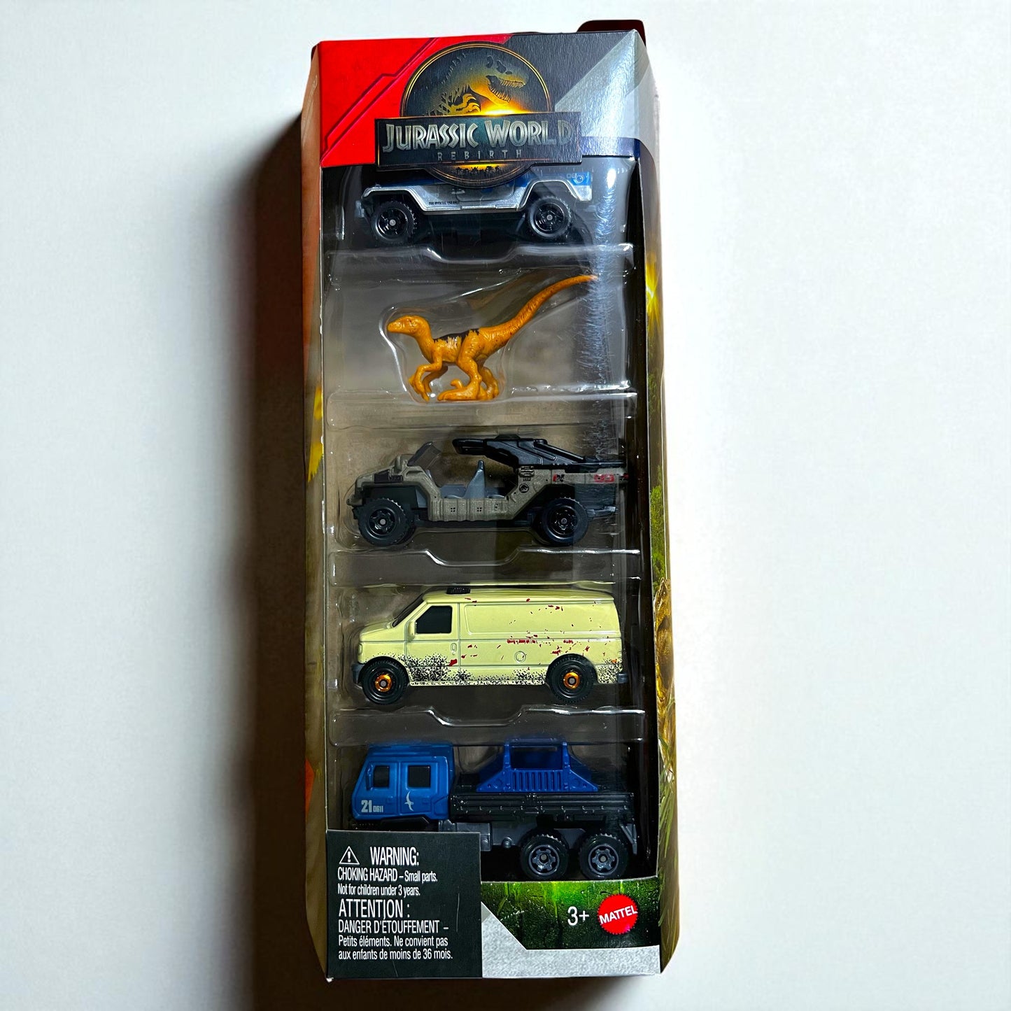Hot Wheels Jurassic World Re Birth Pack of 5 (Includes Jeep) - JGL60 Series - 2025 Edition Mattel