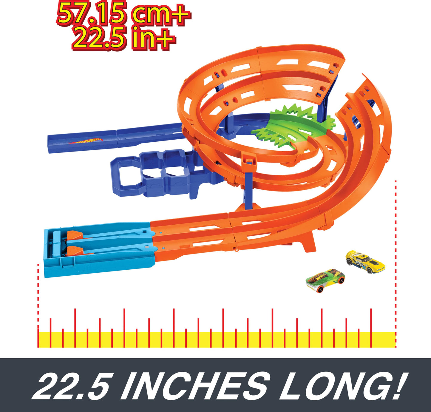 HotWheels Stunt Tracks Spiral Loops Circuit HTK17, 2 Cards, 22.5Inch+ Mattel