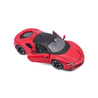 Bburago Ferrari SF90 Stradale 1:24 Scale Red Die-Cast Model Car With Clear Display Case & Stand – Collector’s Edition Bburago