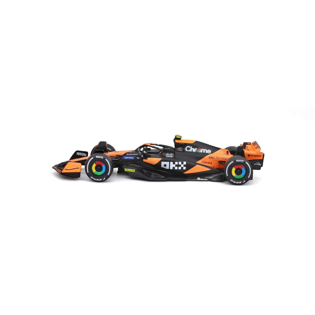 Bburago McLaren F1 MCL38 #4 Lando Norris Miami GP – 1:43 Scale Official Licensed Model (with Display Case & Stand) 18-38214N Bburago