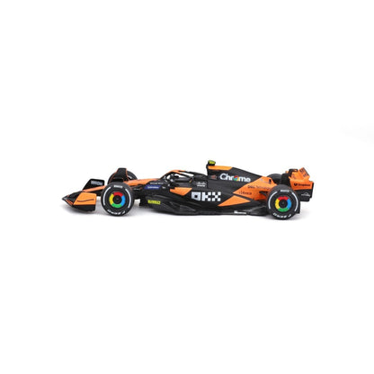 Bburago McLaren F1 MCL38 #4 Lando Norris Miami GP – 1:43 Scale Official Licensed Model (with Display Case & Stand) 18-38214N Bburago