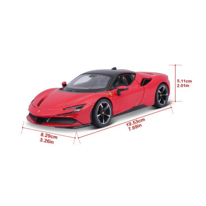 Bburago Ferrari SF90 Stradale 1:24 Scale Red Die-Cast Model Car With Clear Display Case & Stand – Collector’s Edition Bburago