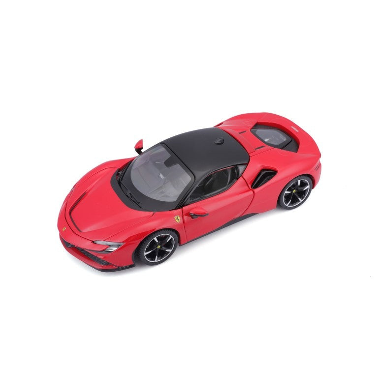 Bburago Ferrari SF90 Stradale 1:24 Scale Red Die-Cast Model Car With Clear Display Case & Stand – Collector’s Edition Bburago
