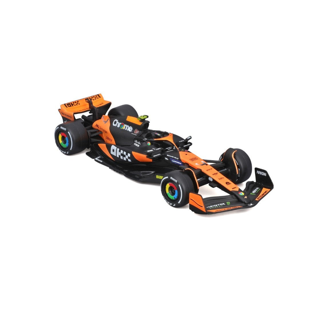 Bburago McLaren F1 MCL38 #4 Lando Norris Miami GP – 1:43 Scale Official Licensed Model (with Display Case & Stand) 18-38214N Bburago