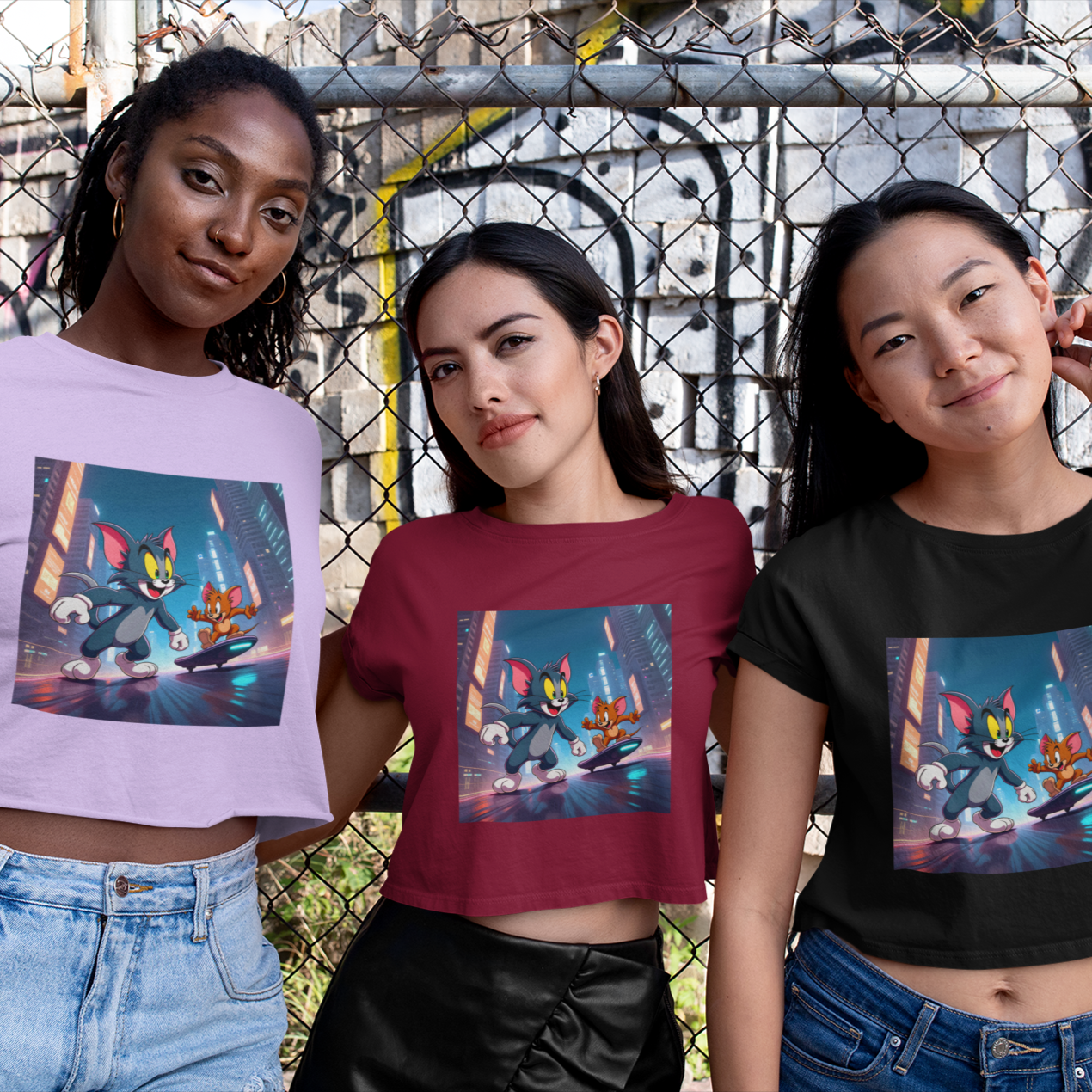 Modern Day Tom & Jerry Crop Top Printrove