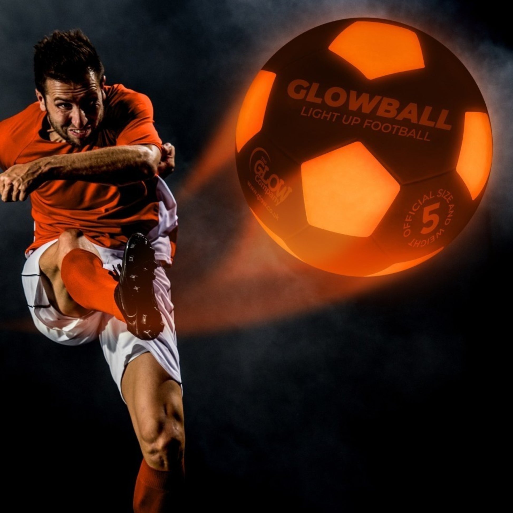 Speed UP - LED Glow Football - Impact Activated, Red Light Up Ball with Pump, Size 5 Sentosa