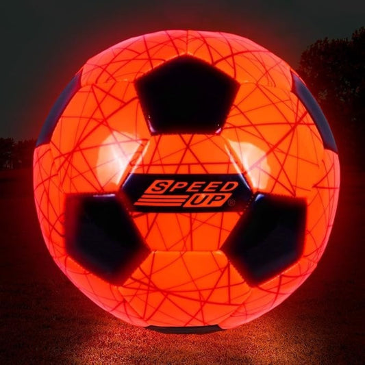 Speed UP - LED Glow Football - Impact Activated, Red Light Up Ball with Pump, Size 5 Sentosa