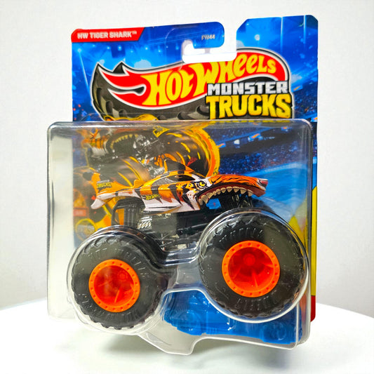 HW Tiger Shark With Crushed Car - Original Hot Wheels Monster Truck Premium FYJ44 (2025 Edition) Mattel