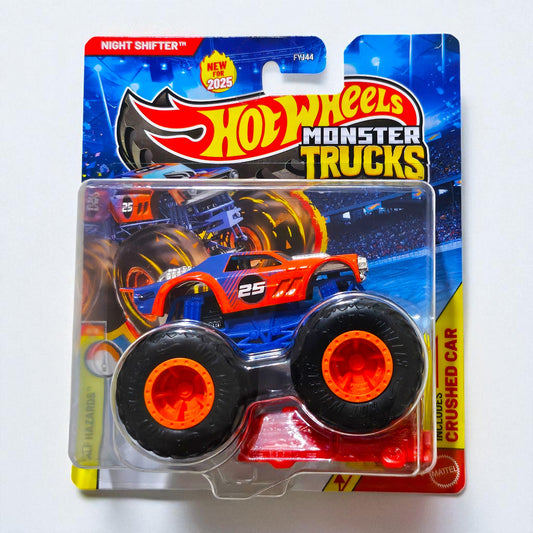 Night Shifter With Crushed Car - Original Hot Wheels Monster Truck Premium FYJ44 (2025 Edition) Mattel
