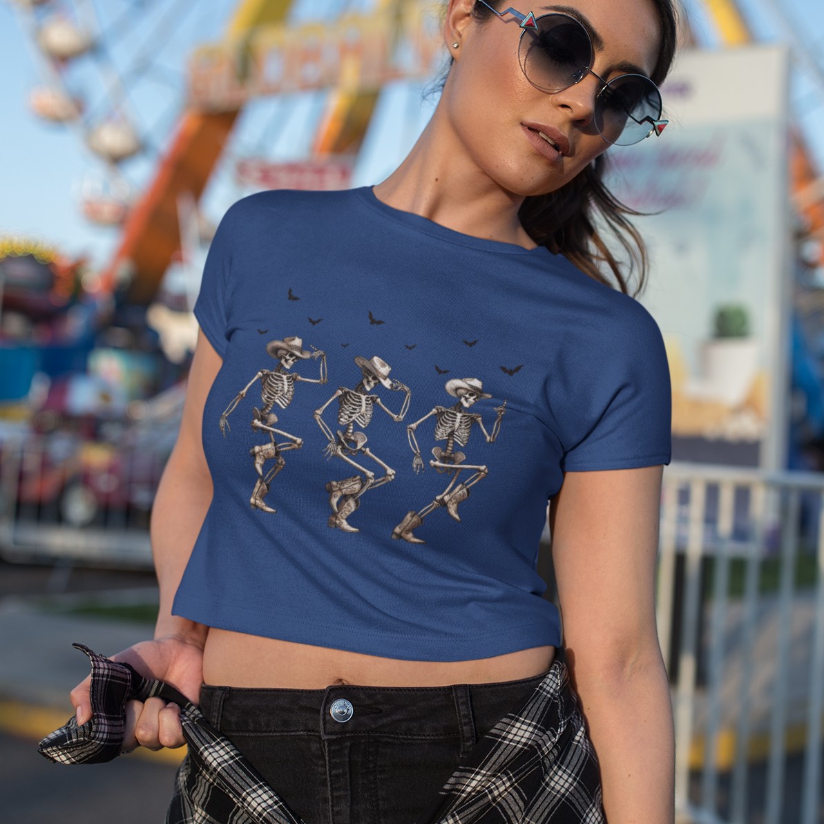 Cowboy Skeletons Crop Top Printrove