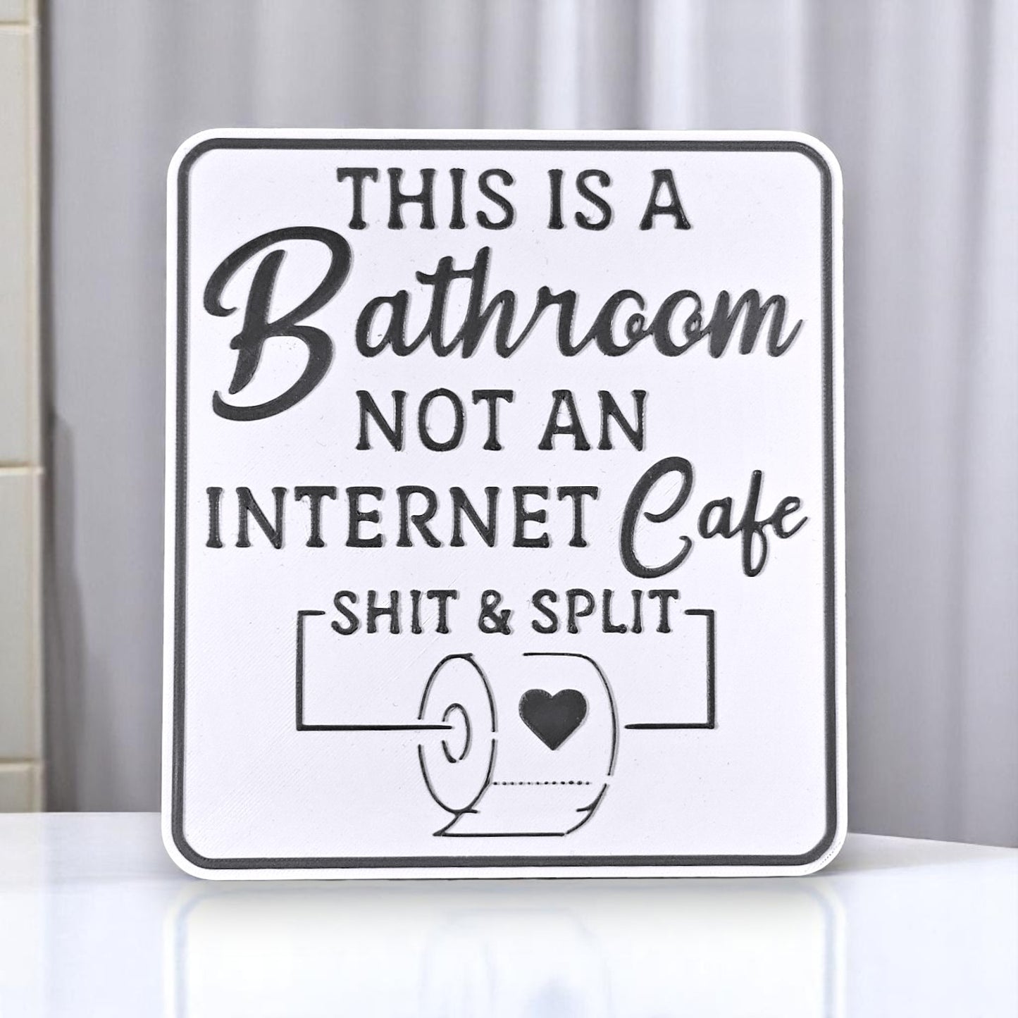 Not An Internet Cafe Funny Bathroom Wall Sign - Humorous Restroom Decor (17 x 17 cm) Black & White Sentosa Color Lab