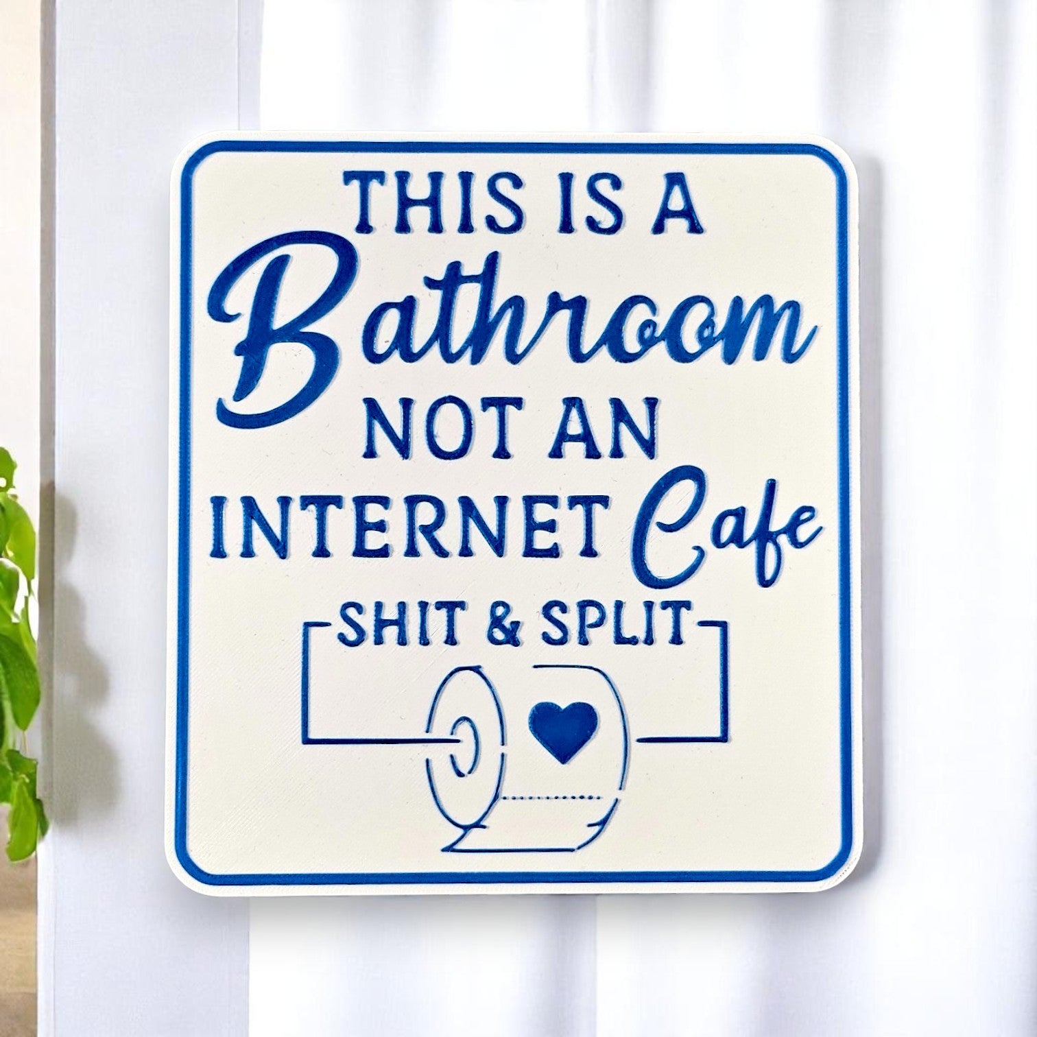 Not An Internet Cafe Funny Bathroom Wall Sign - Humorous Restroom Decor (17 x 17 cm) White & Blue Sentosa Color Lab